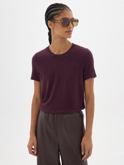 HUSH Elarae T-Shirt containing LENZING™ ECOVERO™ Viscose, Plum Purple