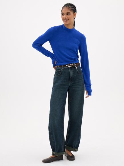 HUSH Elarae Funnel Neck Long Sleeve Top containing LENZING™ ECOVERO™ Viscose - view 2, Bright Blue