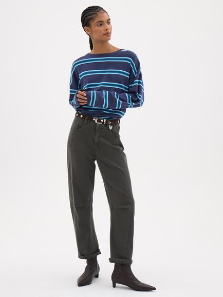HUSH Matilda Raglan Stripe Top, Navy - view 2, Navy