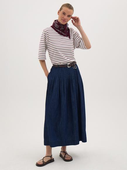 HUSH Romina Striped T-Shirt, Burgundy Purple - view 2, Burgundy Purple