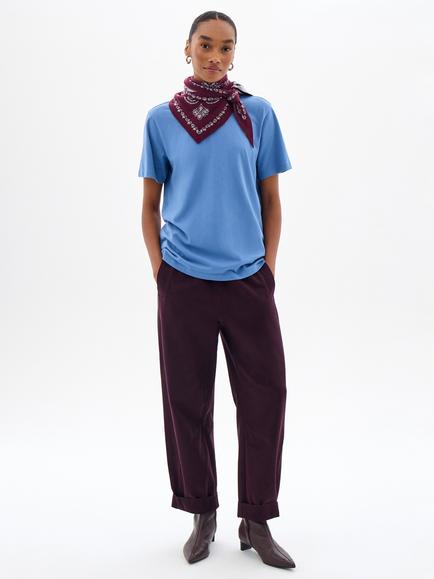HUSH Rosie Regular Fit Cotton T-Shirt, Dusty Blue - view 2, Dusty Blue