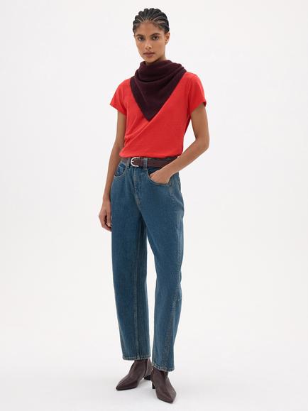 HUSH Slim Fit Slub Cotton Crew T-Shirt, Red - view 2, Red