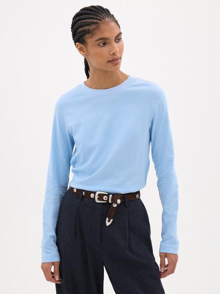 HUSH Slim Fit Cotton Crew Neck T-Shirt, Soft Blue, Soft Blue