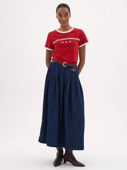HUSH Star Cotton Crew Neck T-Shirt, Bright Red - view 2, Bright Red