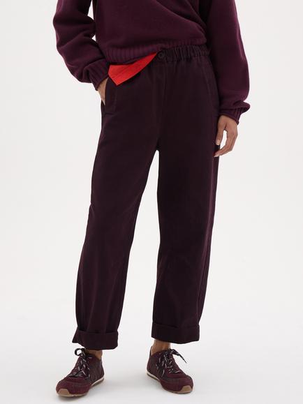 HUSH Jack Barrel Leg Pull On Trousers, Burgundy Purple, Burgundy Purple