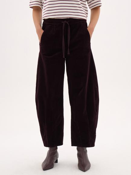 HUSH Rina Corduroy Barrel Trousers, Burgundy Purple