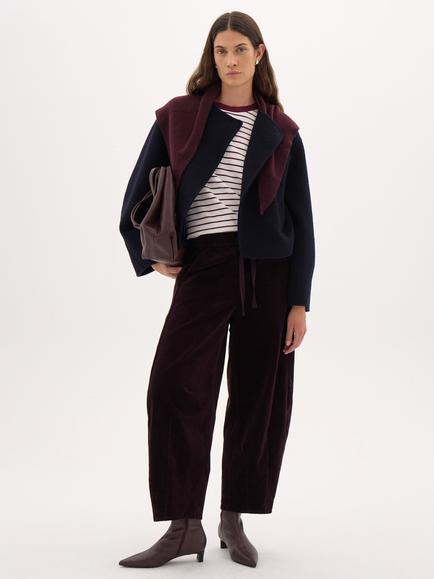 HUSH Rina Corduroy Barrel Trousers - view 2, Burgundy Purple