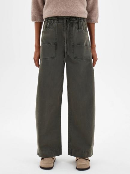 HUSH Sanna Straight Leg Washed Trousers, Dark Khaki Green