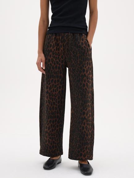 HUSH Washed Cotton Animal Print Joggers, Brown, Brown/Multi