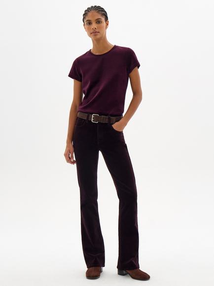 HUSH Winona Bootcut Corduroy Trousers - view 2, Burgundy