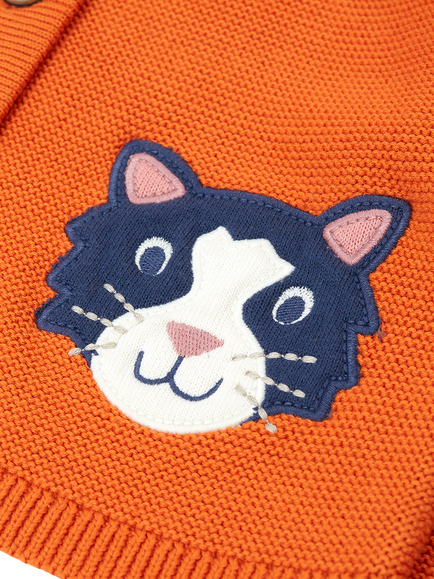 Frugi Kids' Clement Cardigan, Orange/Multi - view 2, Orange/Multi