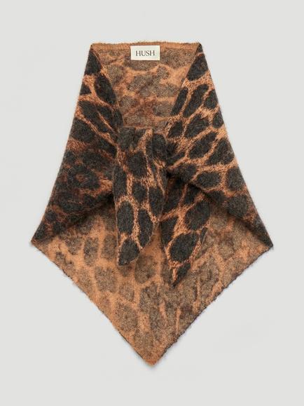 HUSH Leopard Wool Blend Triangle Scarf, Neutral, Neutral
