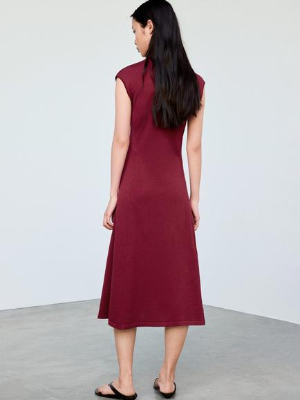Mango V-Neck Knitted Midi Dress - view 2, Strawberry