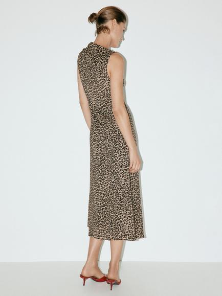 Mango Cowl Neck Midi Dress - view 2, Brown