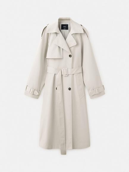 Mango Double-Breasted Tailored Trench Coat, Stone