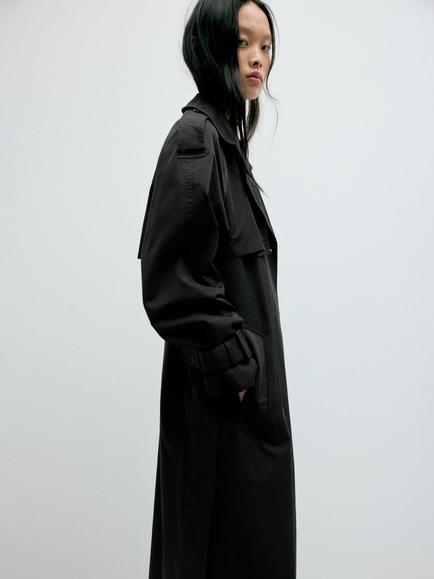 Mango Double-Breasted Tailored Trench Coat - view 2, Black
