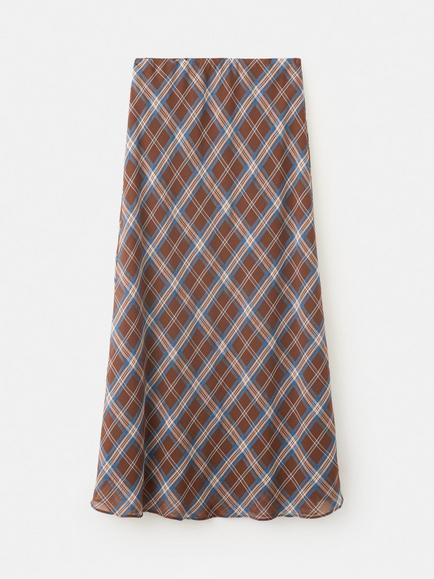 Mango Checked Midi Skirt, Brown, Brown