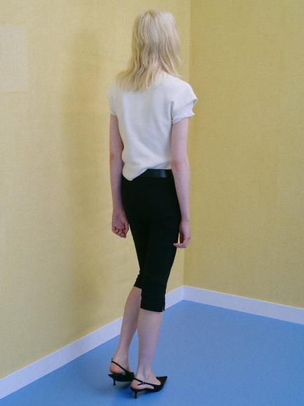 Mango Funnel Neck Short-Sleeve Knit Top - view 2, Raw