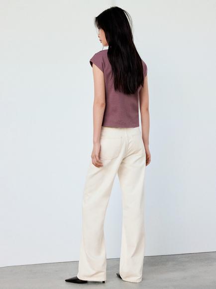 Mango Camiseta Boat Neck T-Shirt, Mauve - view 2, Mauve