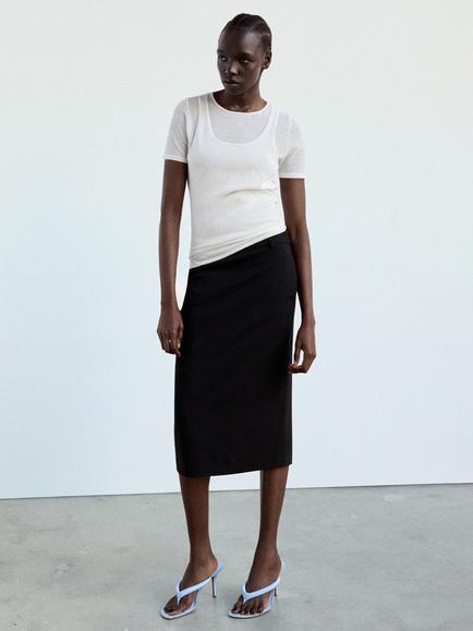 Mango Layered Scoop Neck Short Sleeve Top, White, White