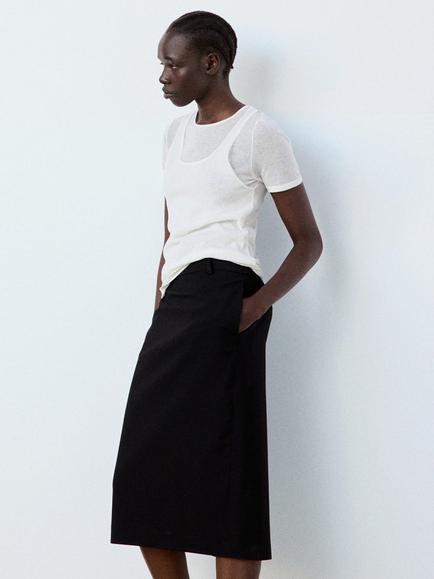 Mango Layered Scoop Neck Short Sleeve Top, White - view 2, White