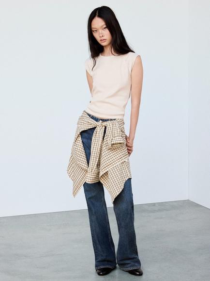 Mango Short Sleeve Round Neck T-Shirt, Sand, Sand