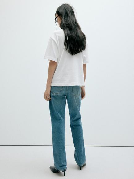 Mango Oversized Crew Drop-Shoulder T-Shirt - view 2, White