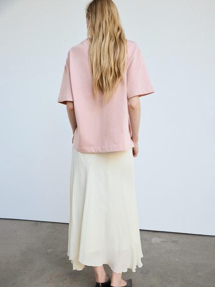 Mango Oversized Crew Drop-Shoulder T-Shirt - view 2, Pink