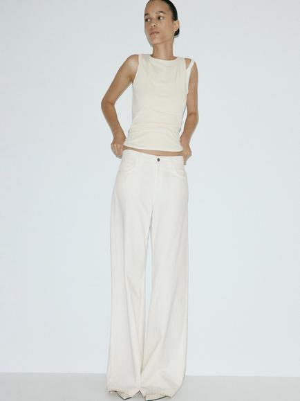 Mango Sleeveless Boat Neck Top, Raw