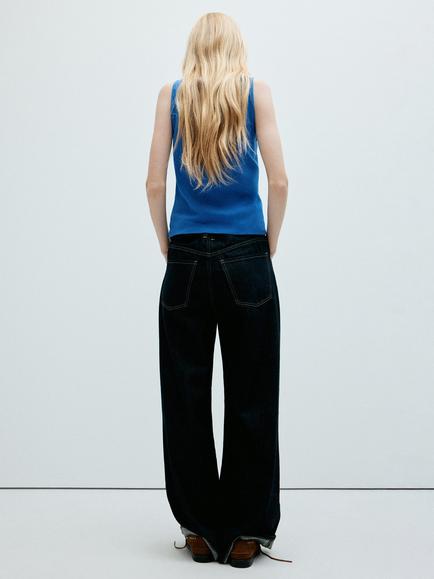Mango Sleeveless Boat Neck Top - view 2, Blue