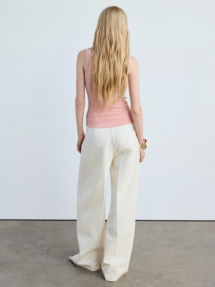 Mango Sleeveless Funnel Neck Knit Top - view 2, Pastel Pink