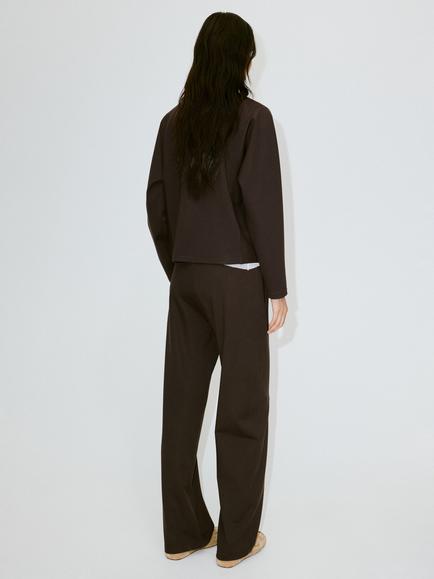 Mango Mid-Rise Straight-Leg Trousers, Brown - view 2, Brown