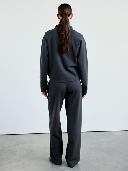 Mango Fine Knit Straight Leg Trousers, Blue - view 2, Blue