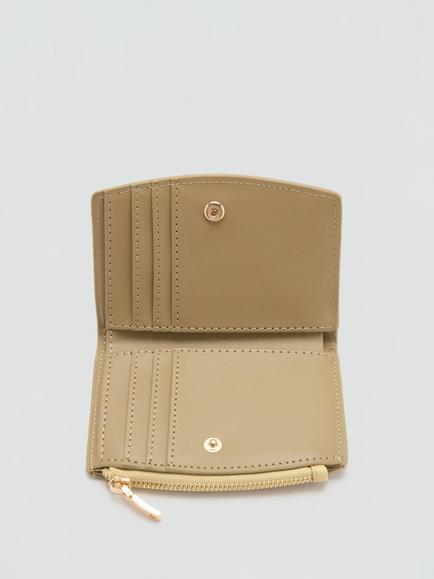 Mango Signature Zip-Top Compact Wallet - view 2, Vanilla