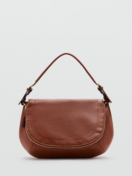 Mango Saddle Flap Shoulder Bag, Brown, Brown
