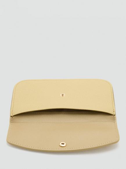 Mango Grain-Textured Mini Flap Wallet - view 2, Vanilla