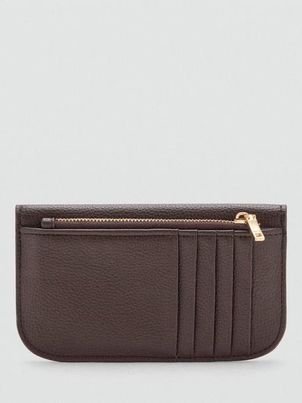 Mango Grain-Textured Mini Flap Wallet - view 2, Chocolate