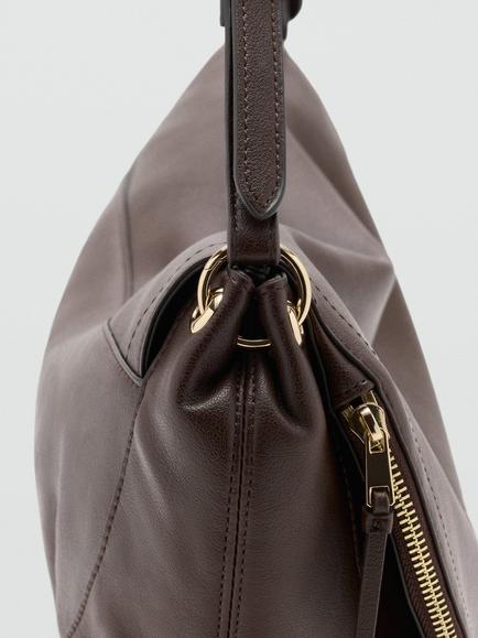 Mango Faux Leather Shoulder Bag, Chocolate - view 2, Chocolate