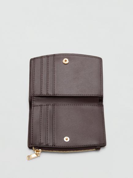Mango Signature Zip-Top Compact Wallet - view 2, Chocolate