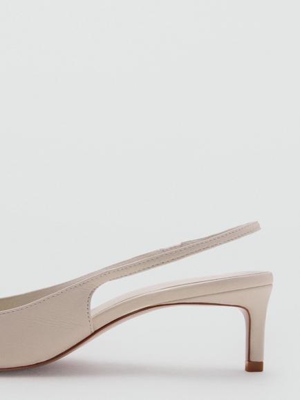 Mango Leather Sculpted Pointed Slingback Kitten Heel - view 2, Raw