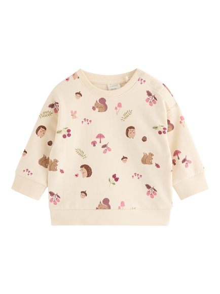 Lindex Baby Woodland Print Sweatshirt, White, White