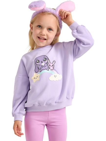 Lindex Kids' Rabbit Print Sweatshirt, Light Lilac, Light Lilac