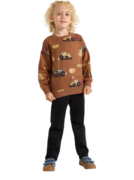 Lindex Kids' Tractor Print Sweatshirt, Brown - view 2, Brown