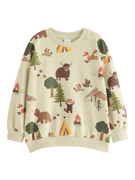 Lindex Kids' Forest Print Sweatshirt, Light Dusty Green, Light Dusty Green