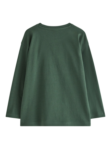 Lindex Kids' Long Sleeve Monster Truck Top, Dark Dusty Green - view 2, Dark Dusty Green