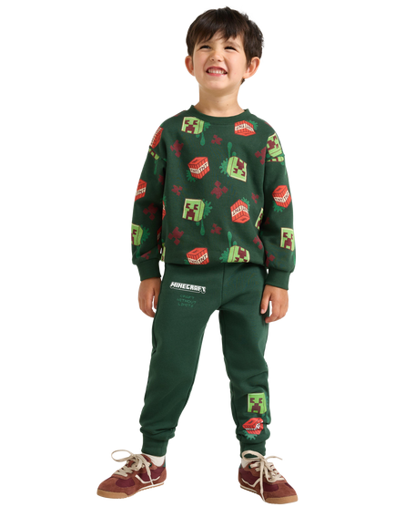 Lindex Kids' Minecraft Joggers, Dark Dusty Green, Dark Dusty Green