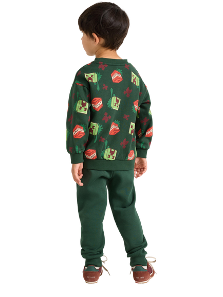 Lindex Kids' Minecraft Joggers, Dark Dusty Green - view 2, Dark Dusty Green
