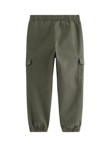 Lindex Kids' Cargo Trousers, Dark Khaki Green - view 2, Dark Khaki Green