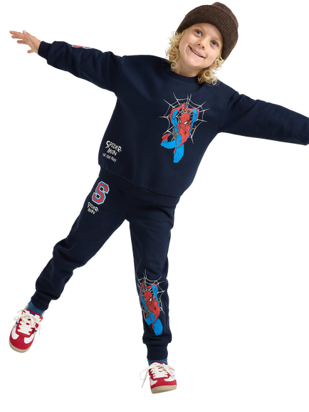 Lindex Kids' Spiderman Joggers, Navy, Navy