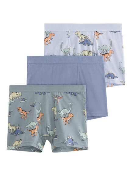 Lindex Kids' Dinosaur Boxer Shorts, Pack of 3, Light Blue, Light Blue